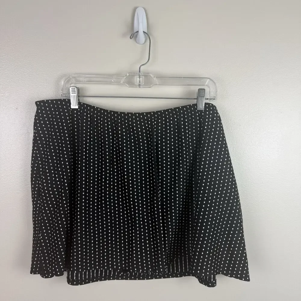 Lane Bryant Cacique Swim Black Textured Polka Dot Swim Skirt Size 26